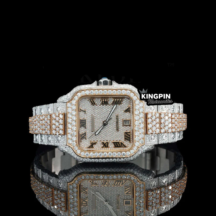 Cartier Gold Mens Iced Out Lab Diamond Moissanite Bustdown