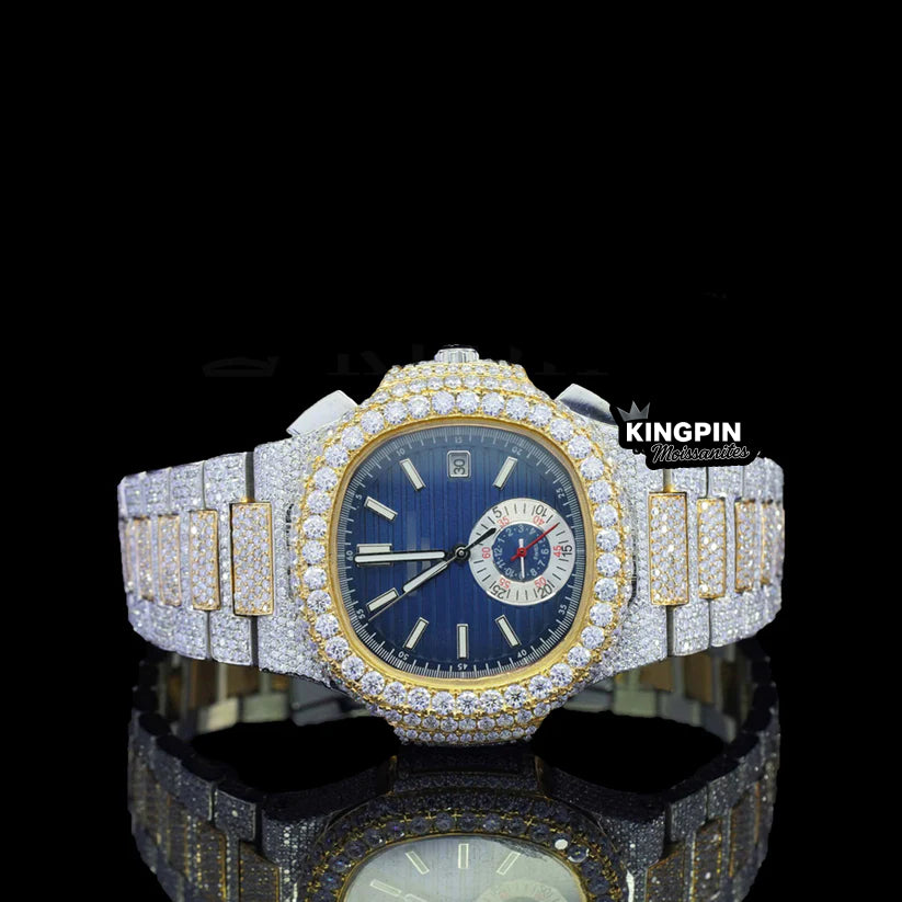 Patek Philippe Iced Nautilus Style Lab Diamond Moissanite Chronograph