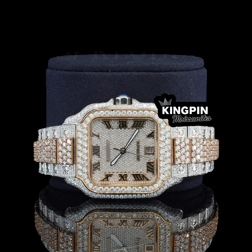 Cartier Gold Mens Iced Out Lab Diamond Moissanite Bustdown