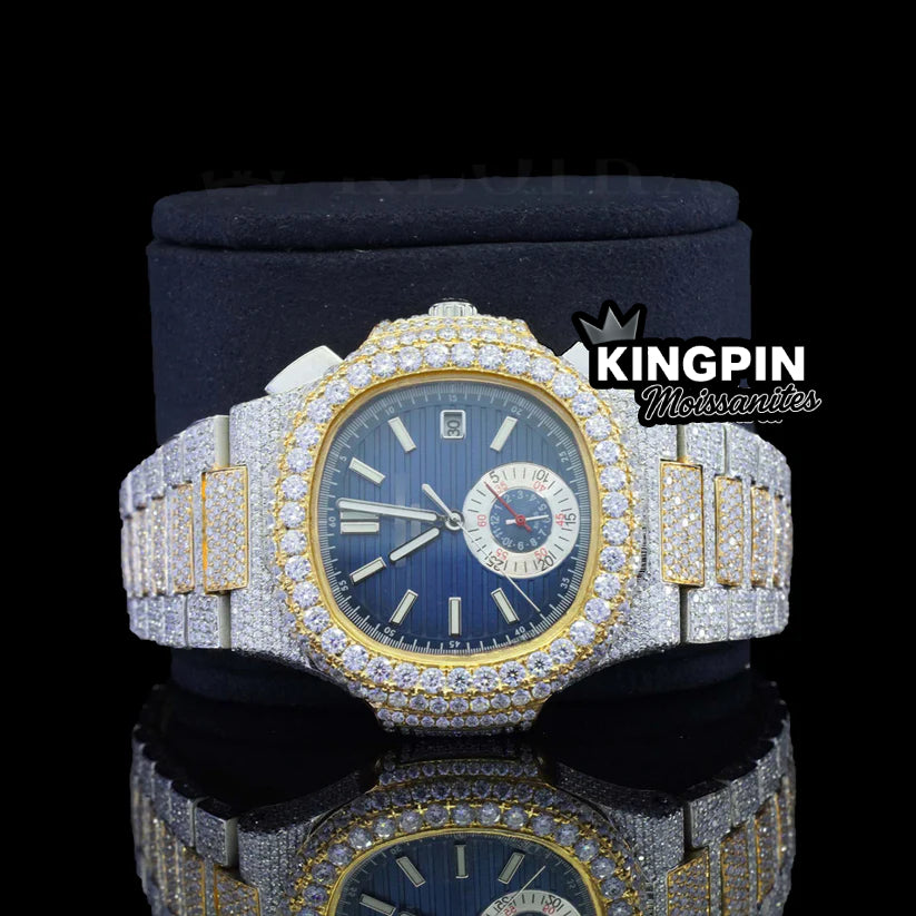 Patek Philippe Iced Nautilus Style Lab Diamond Moissanite Chronograph