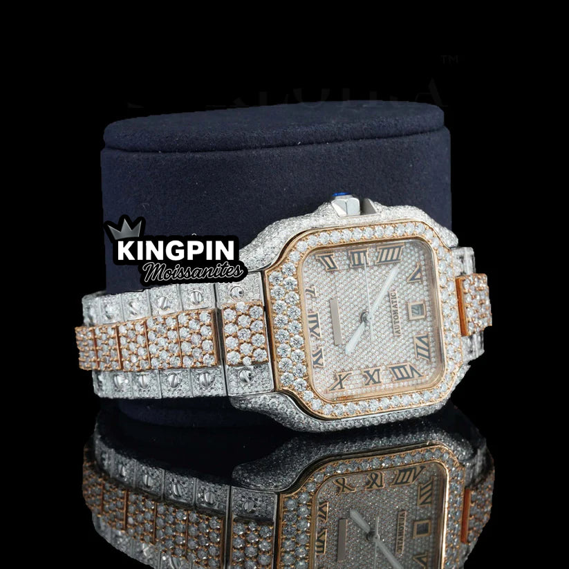 Cartier Gold Mens Iced Out Lab Diamond Moissanite Bustdown
