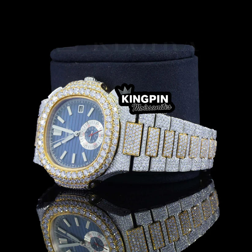 Patek Philippe Iced Nautilus Style Lab Diamond Moissanite Chronograph