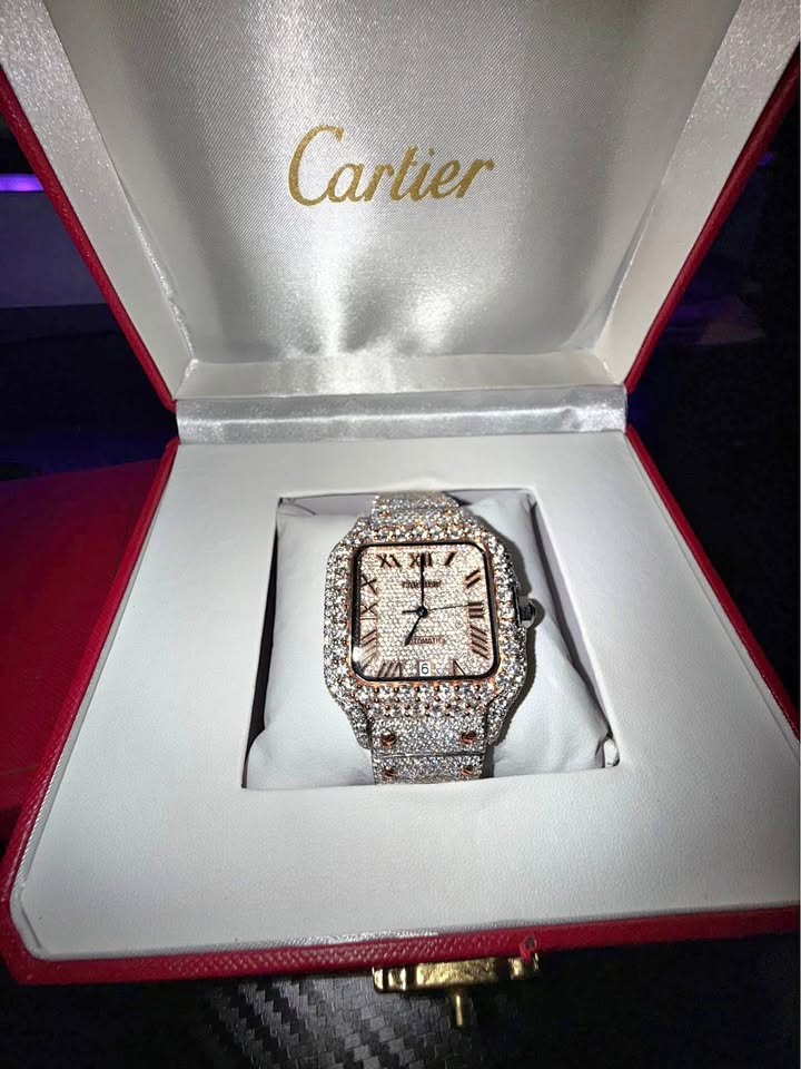 Cartier Two Tone Iced Out Lab Diamond Moissanite Bustdown