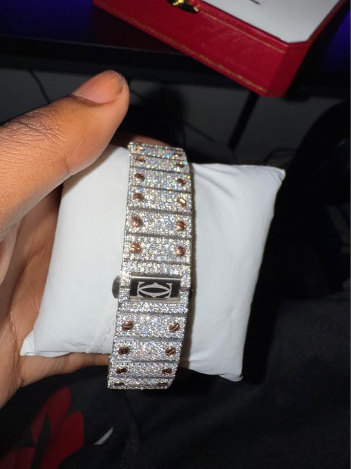 Cartier Two Tone Iced Out Lab Diamond Moissanite Bustdown