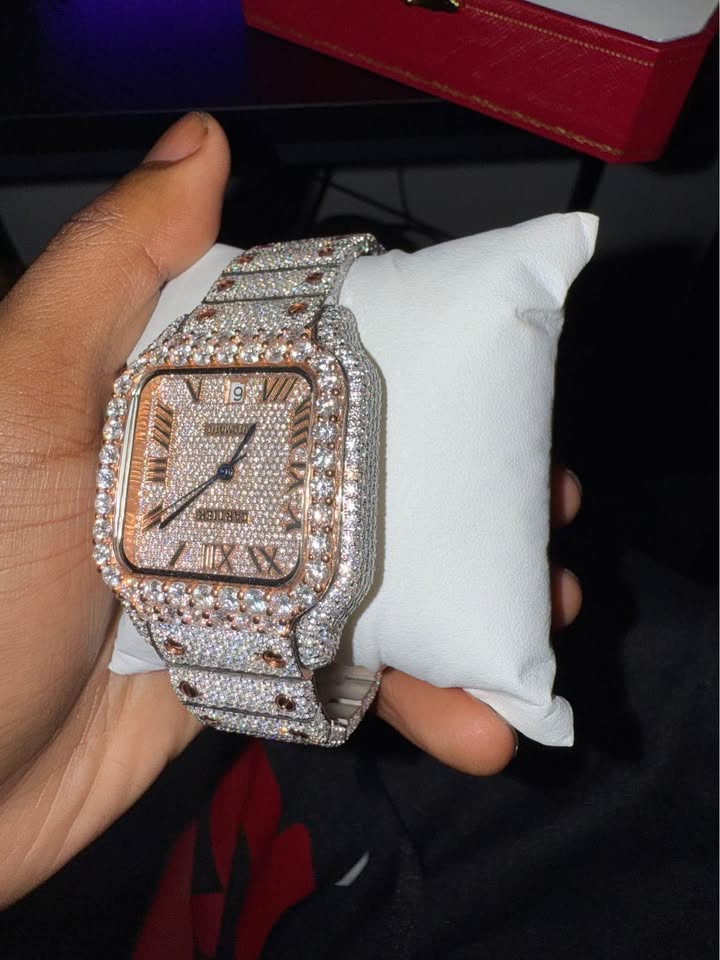 Cartier Two Tone Iced Out Lab Diamond Moissanite Bustdown