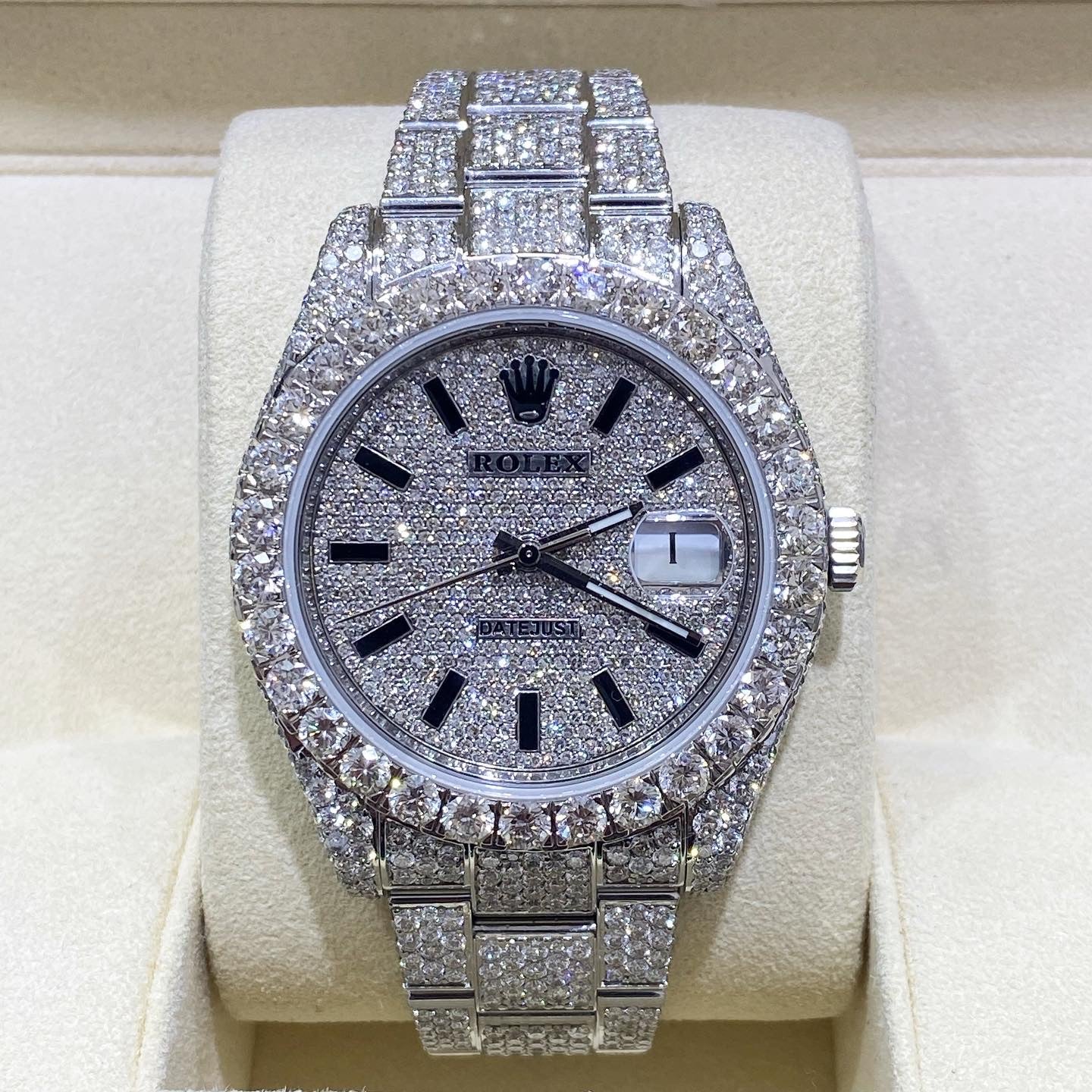 Rolex Fully Iced Out Lab Diamond Moissanite Bustdown