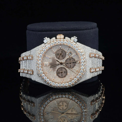 Ap Gold Chronograph Iced Out  Moissanite