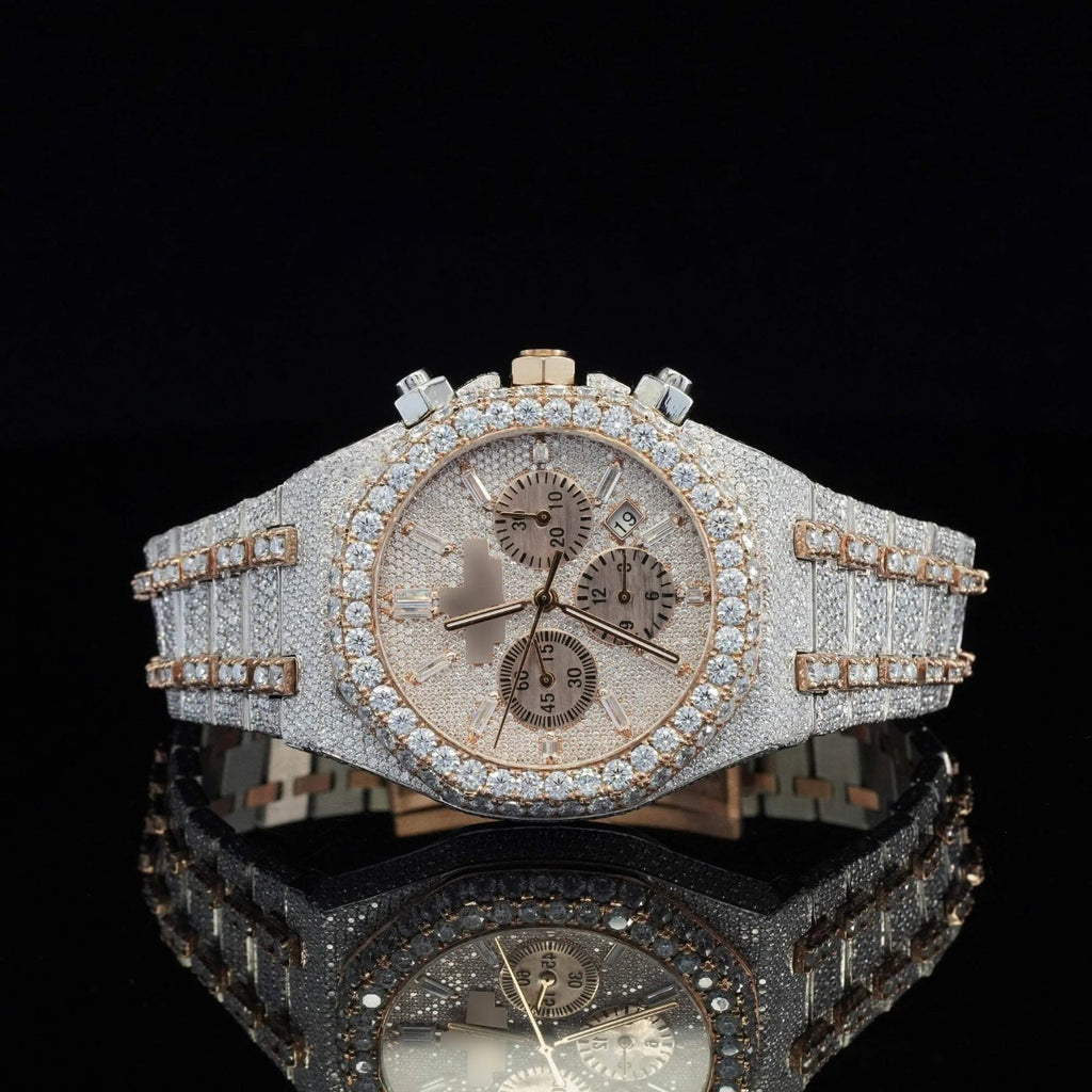 Ap Gold Chronograph Iced Out  Moissanite