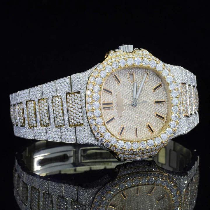 Patek Philippe Yellow Gold Iced Out Lab Diamond Watch