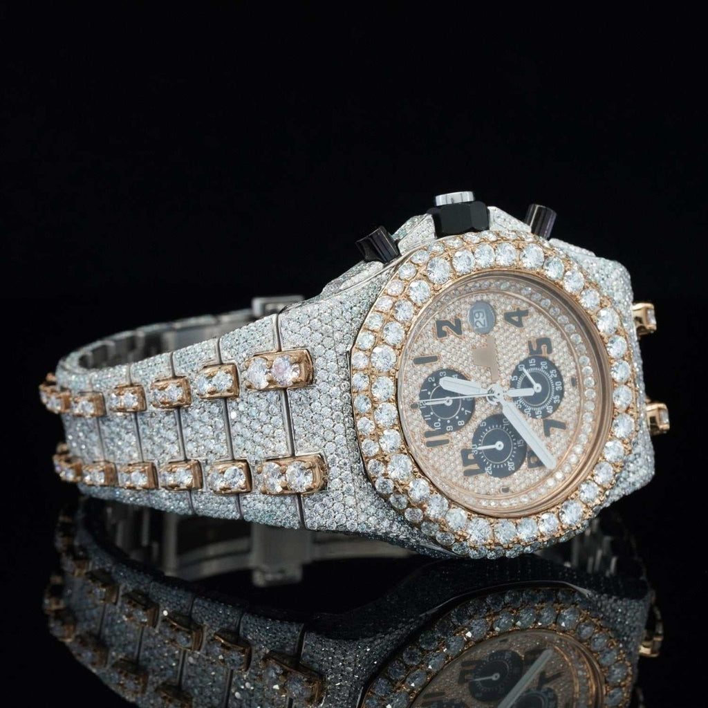 Ap Two Tone Chronograph Lab Diamond Moissanite Bustdown