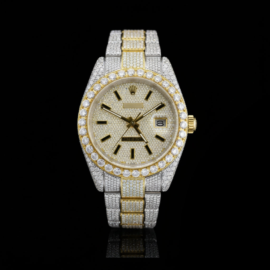 Rolex Two-Tone Yellow Moissanite Watch