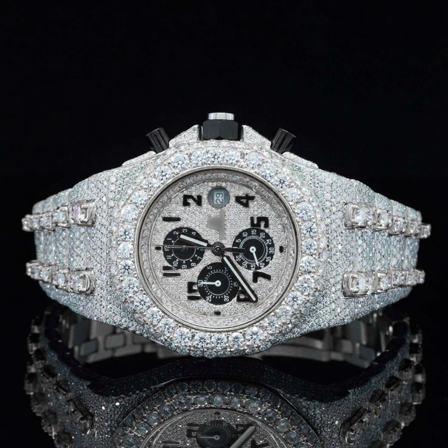 Ap Two Tone Chronograph Lab Diamond Moissanite Bustdown