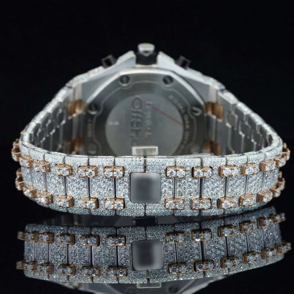 Ap Two Tone Chronograph Lab Diamond Moissanite Bustdown