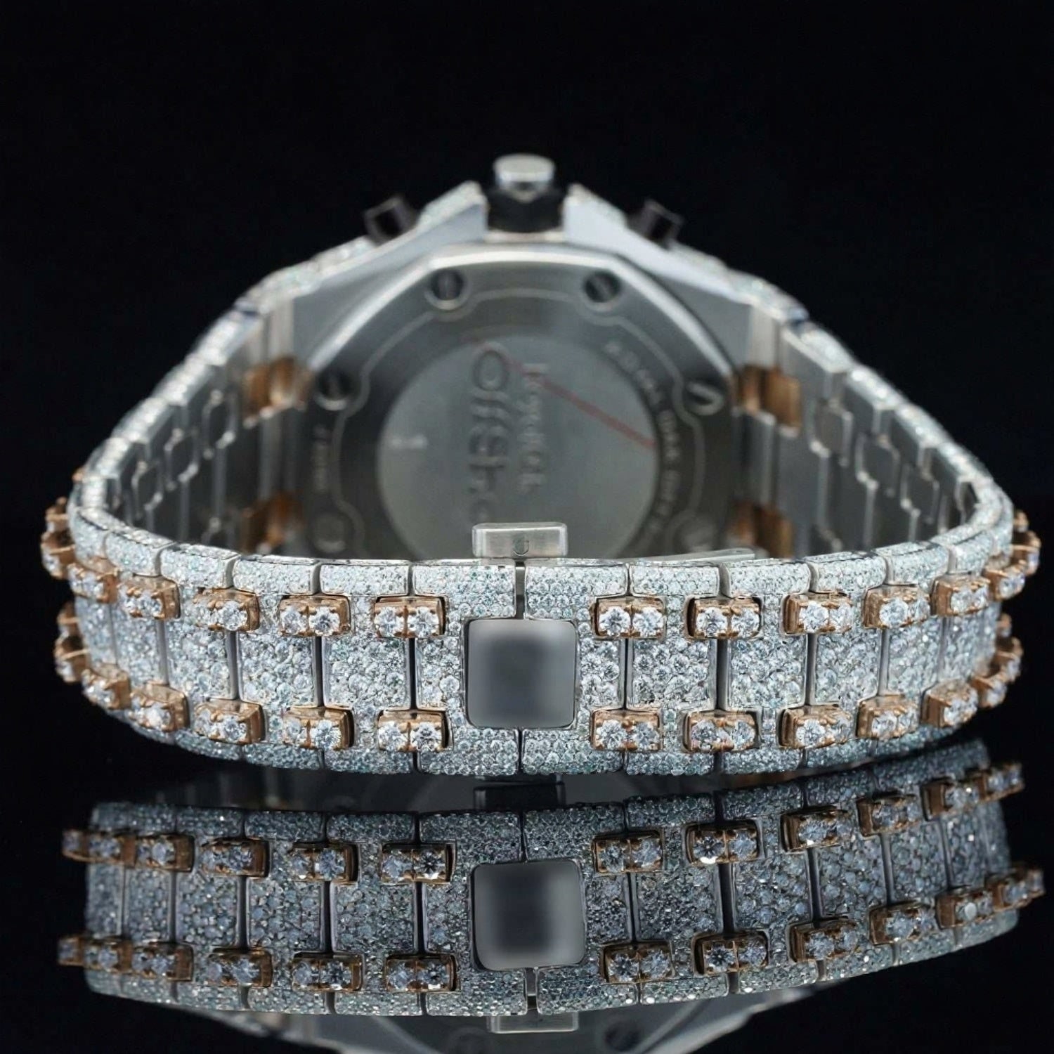 Ap Two Tone Chronograph Lab Diamond Moissanite Bustdown