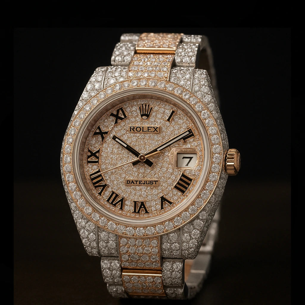 Rolex Two Tone Fully Iced Lab Diamond Bustdown