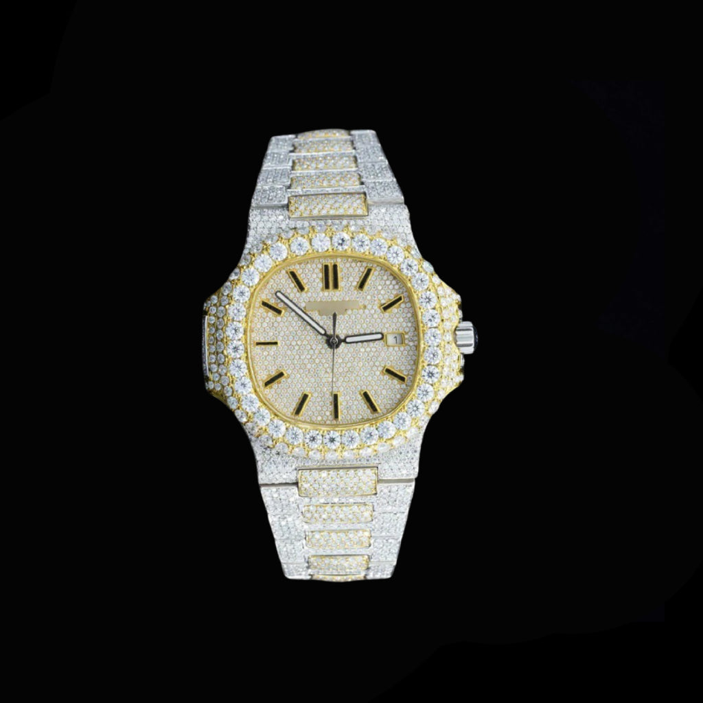 Patek Philippe Yellow Gold Iced Out Lab Diamond Watch