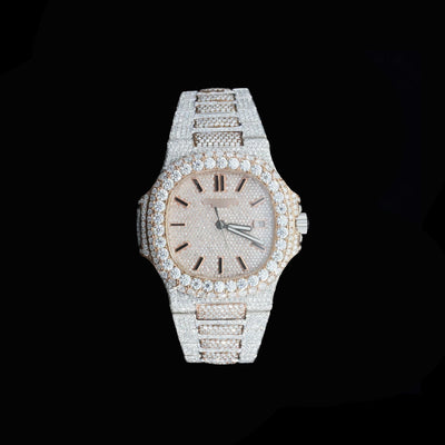 Patek Philippe Two Tone Iced Out  Moissanite Bustdown