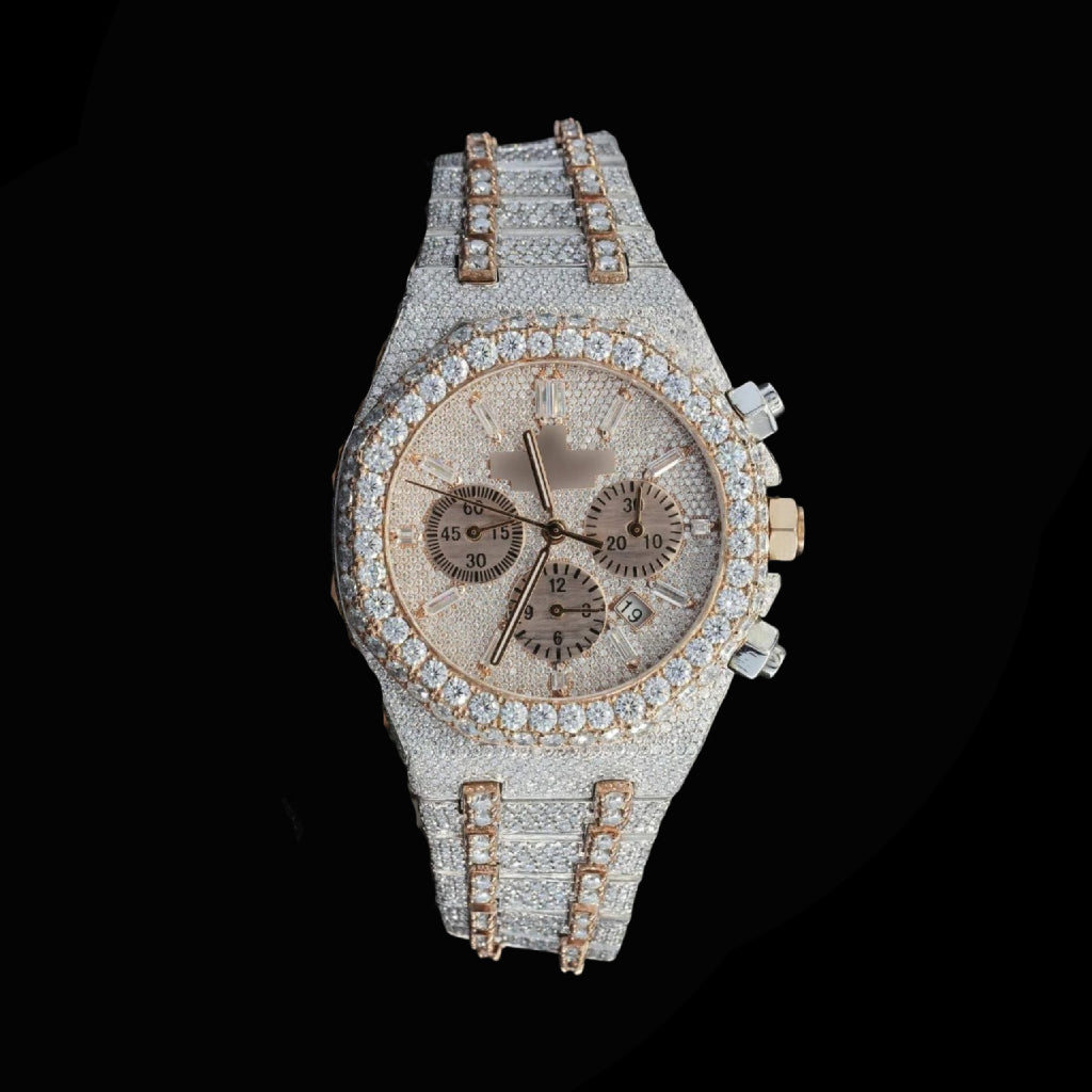 Moissanite Gold Chronograph Watch