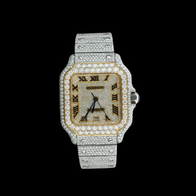 Cartier Two Tone Iced Out Lab Diamond Moissanite Bustdown