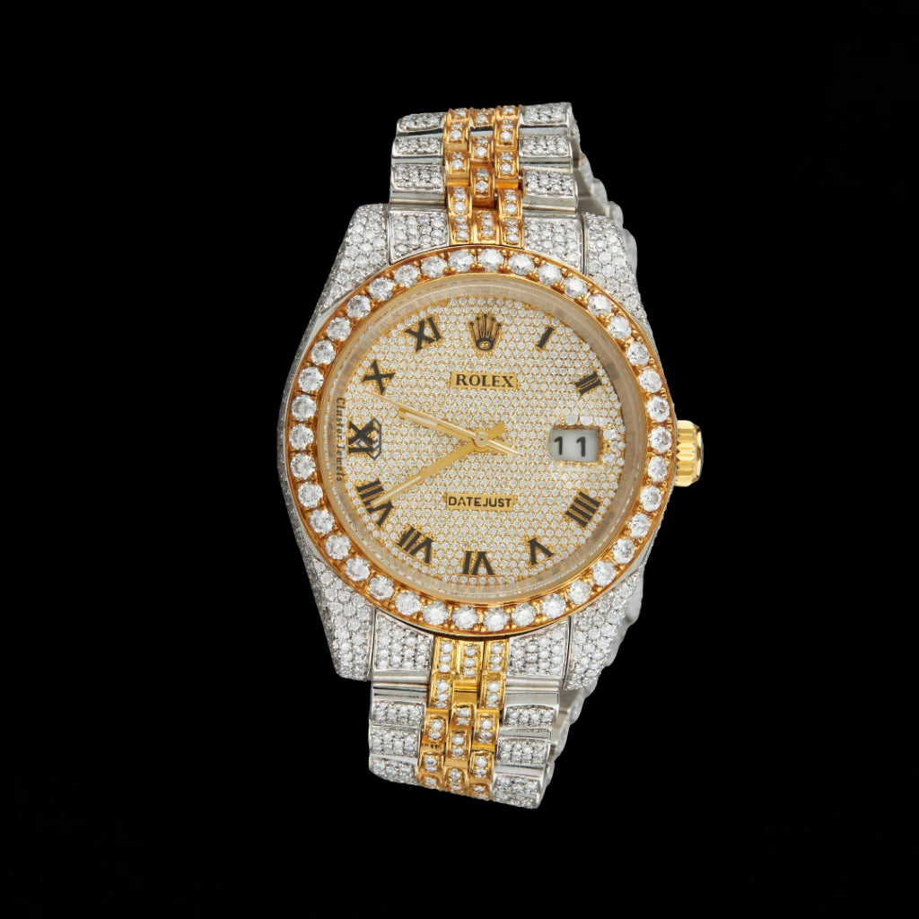 Rolex Two Tone Iced Out Lab Diamond Moissanite Bustdown