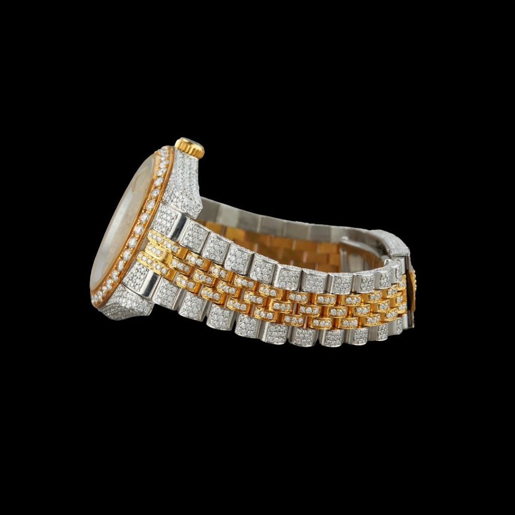 Rolex Two Tone Iced Out Lab Diamond Moissanite Bustdown