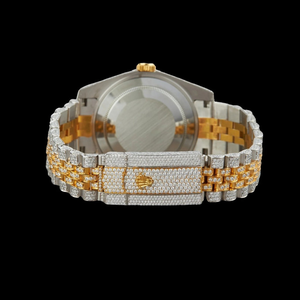 Rolex Two Tone Iced Out Lab Diamond Moissanite Bustdown