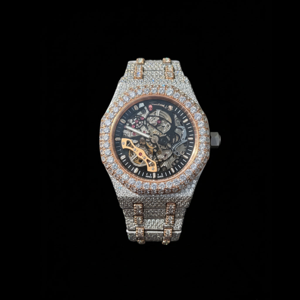 Skeleton Two Tone Moissanite Watch