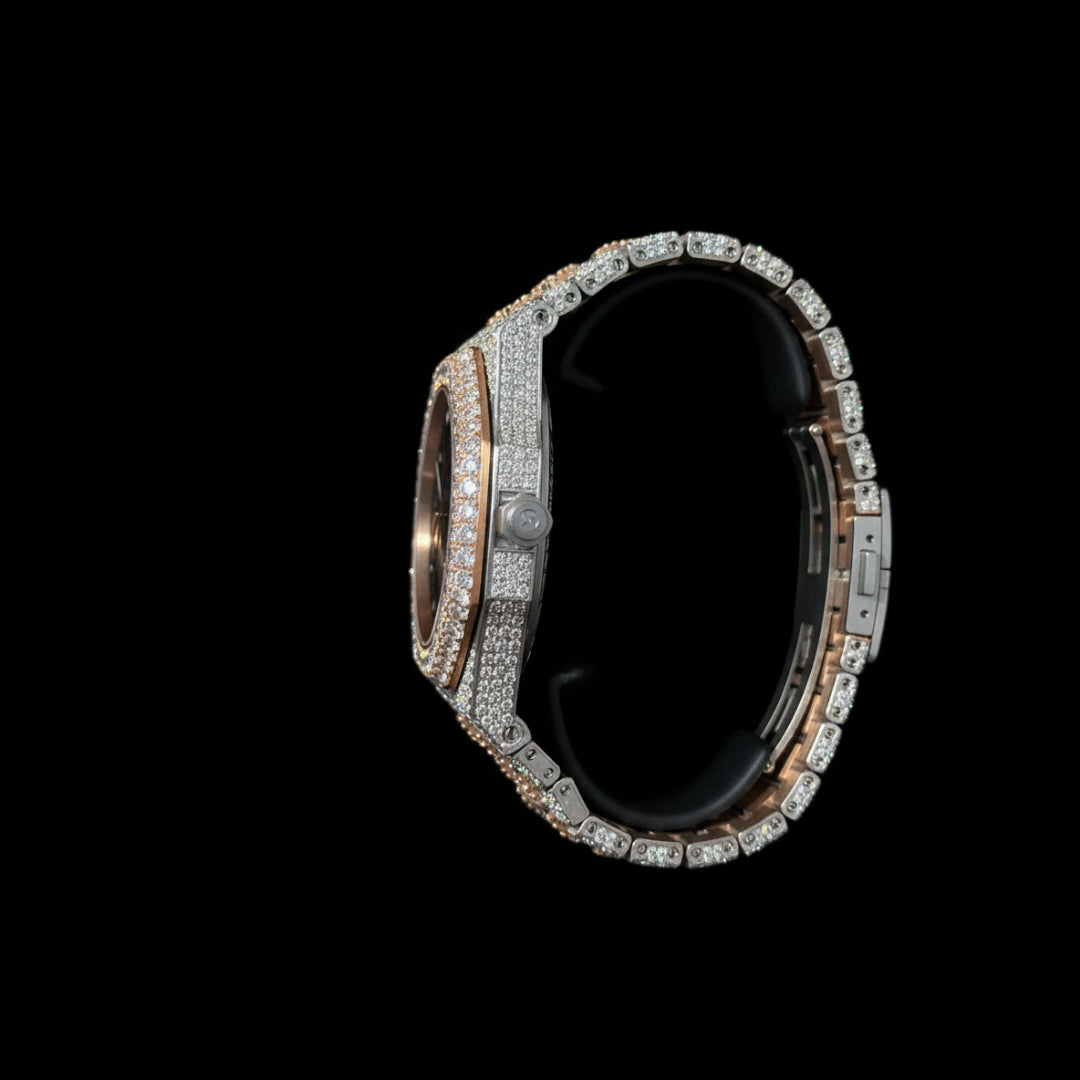 Skeleton Two Tone Moissanite Watch