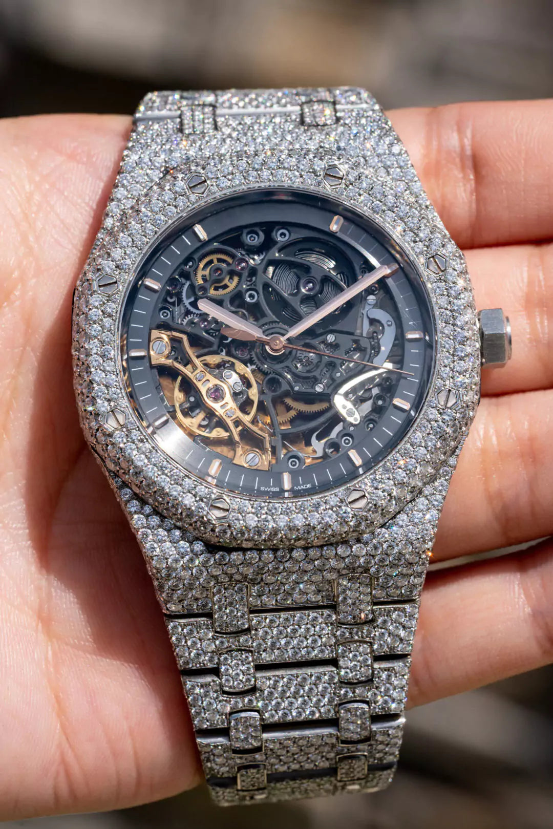Ap Skeleton Iced Out Moissanite Bustdown