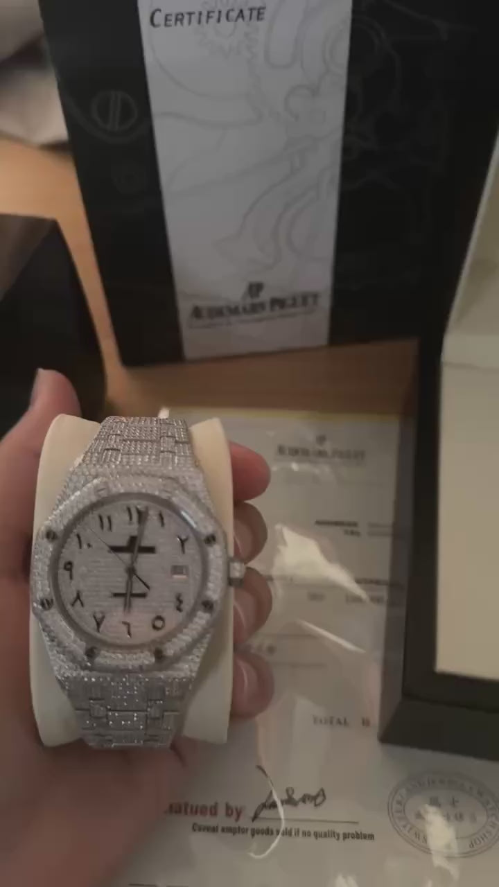 Moissanite Arabic Dial Iced Out Watch