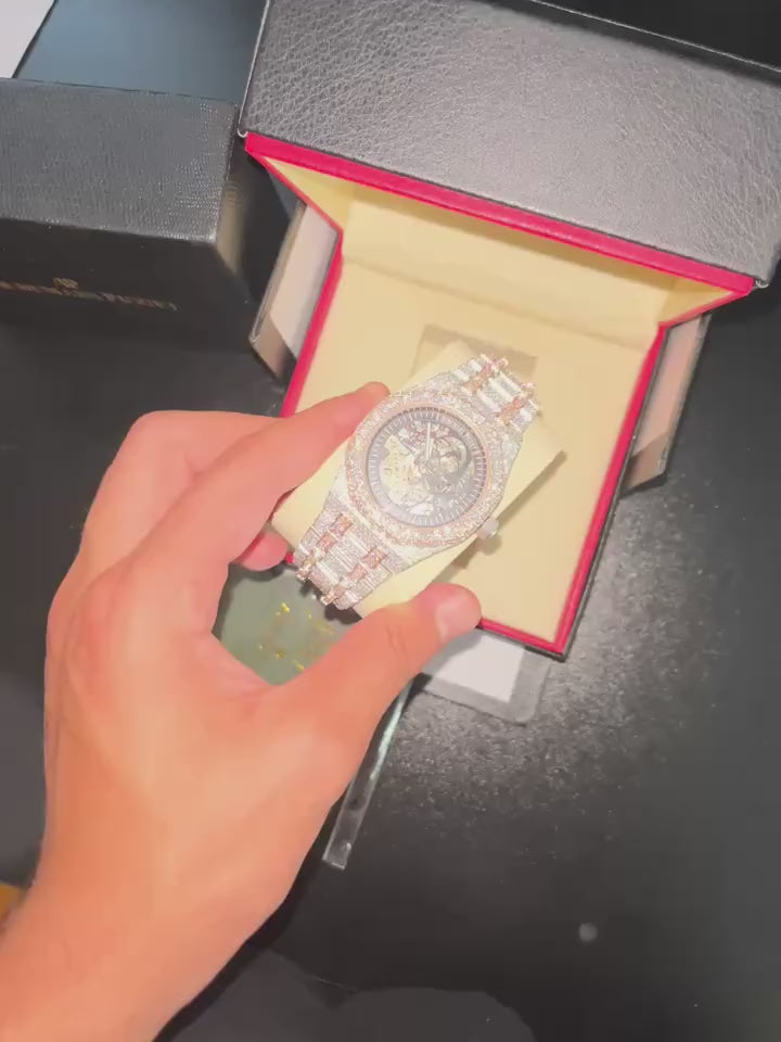 Skeleton Two Tone Moissanite Watch