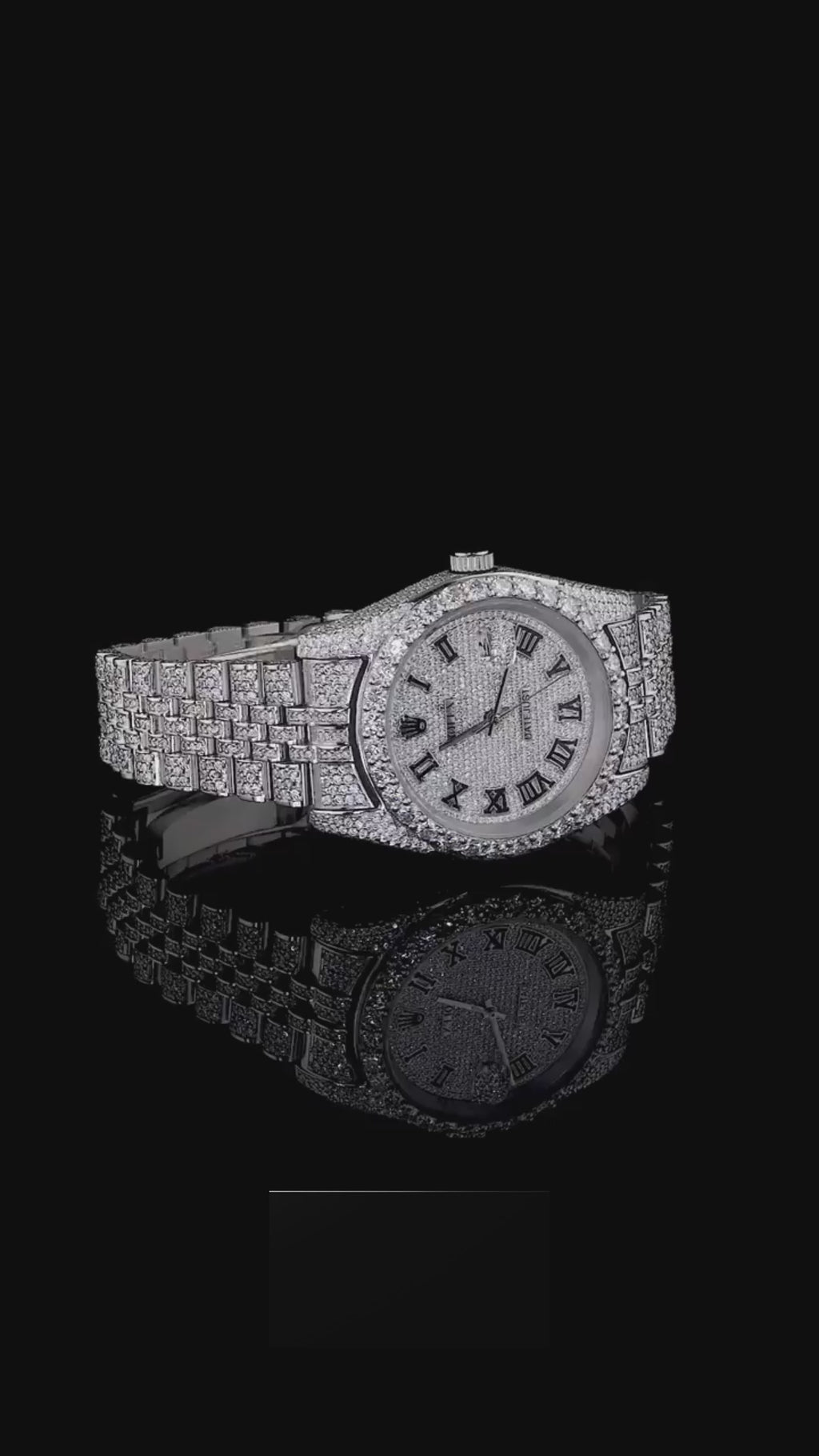 Rolex Roman Dial Iced Out Moissanite Bustdown