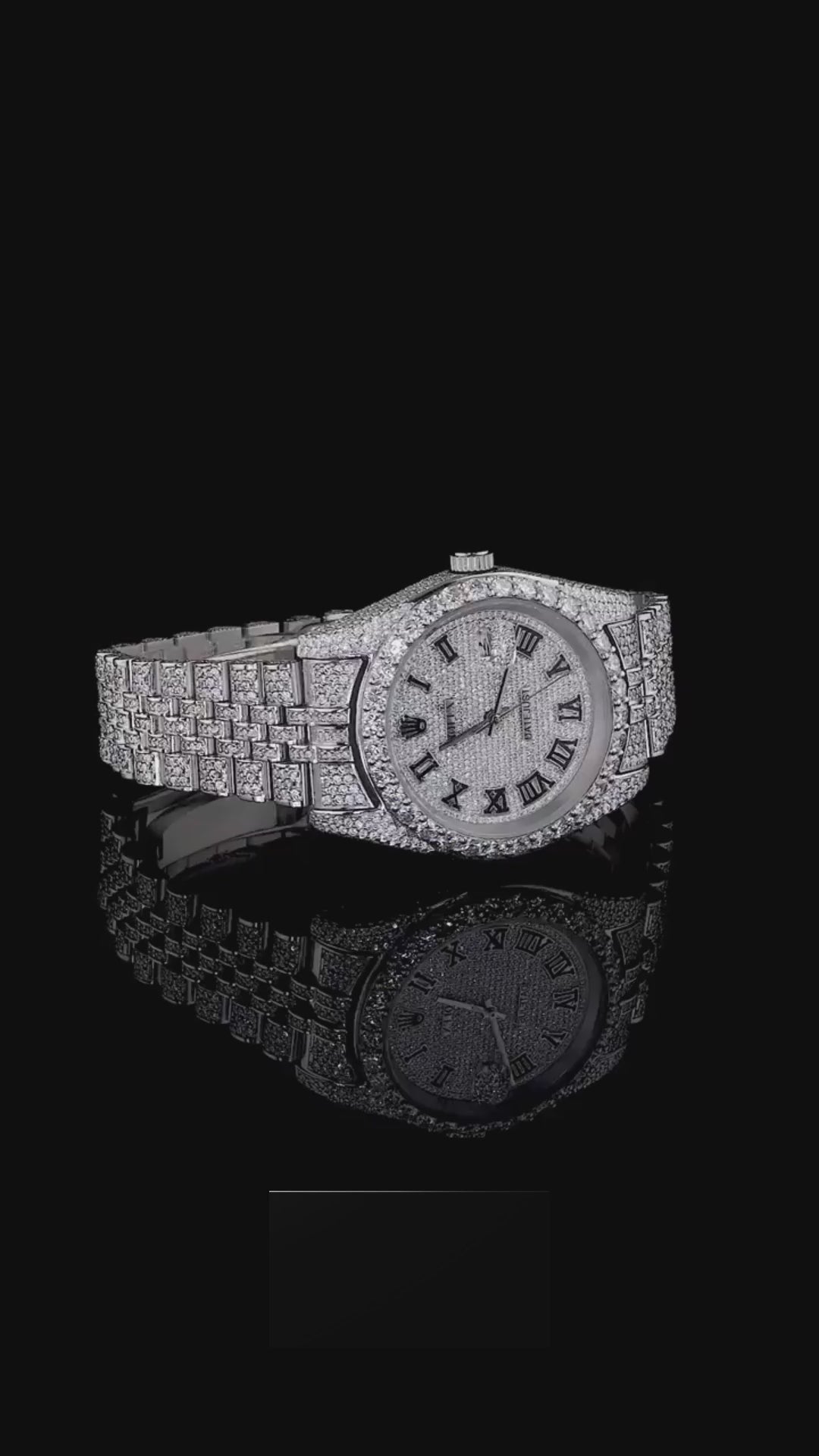 Rolex Roman Dial Iced Out Moissanite Bustdown