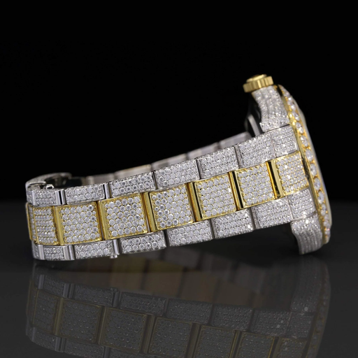 Rolex Two Tone Yellow Gold Lab Diamond Moissanite Bustdown