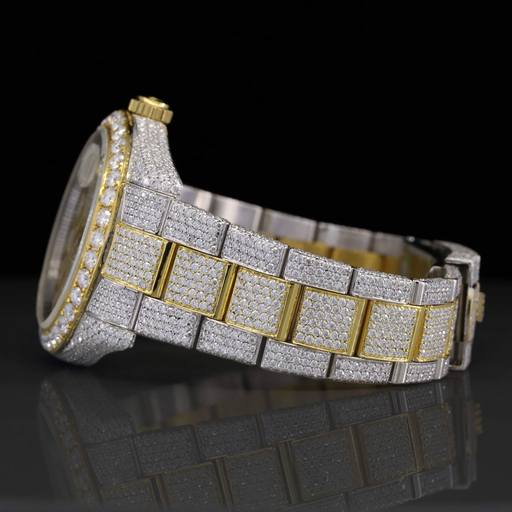 Rolex Two Tone Yellow Gold Lab Diamond Moissanite Bustdown