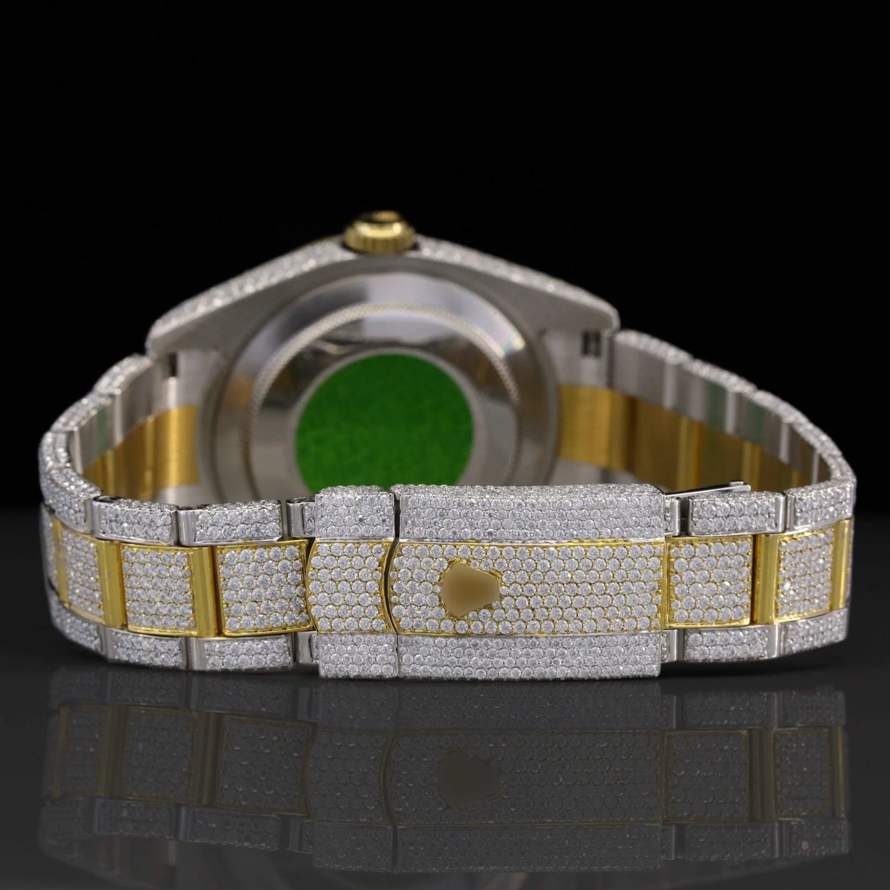 Rolex Two Tone Yellow Gold Lab Diamond Moissanite Bustdown