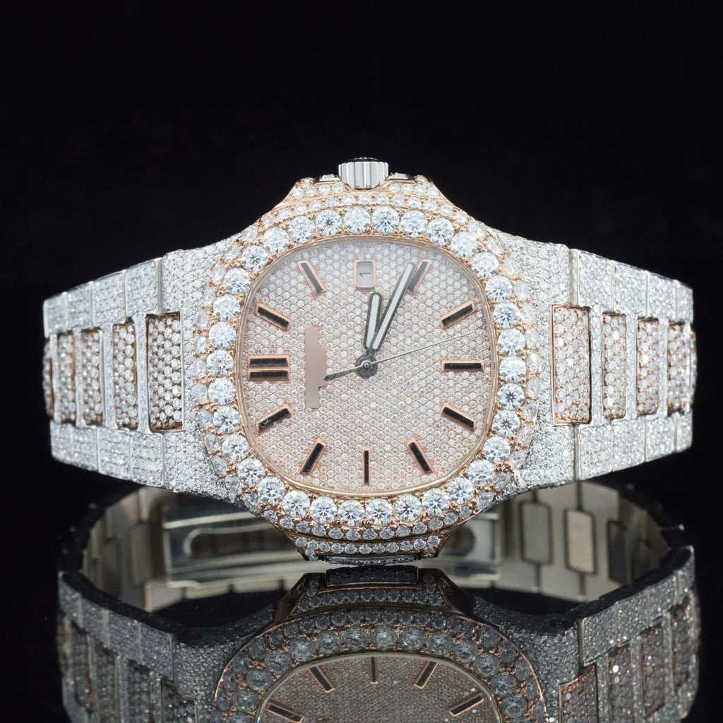 Moissanite Two Tone Nautilus Iced Out Watch